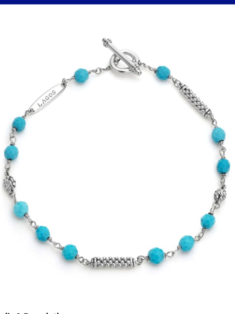 Caviar Icon Turquoise Beaded Bracelet from Lagos Size S(6)